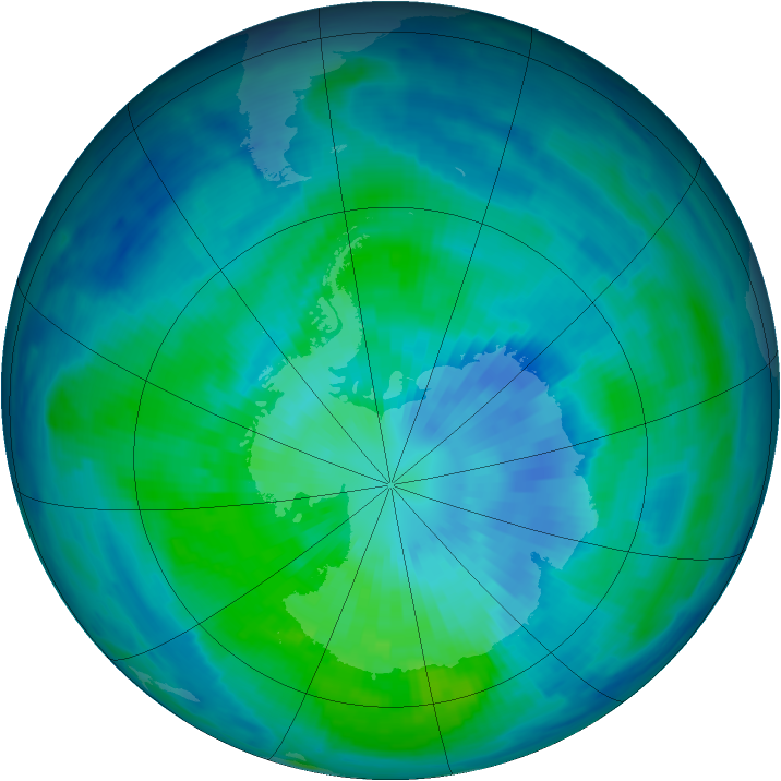 Antarctic ozone map for 23 March 1997